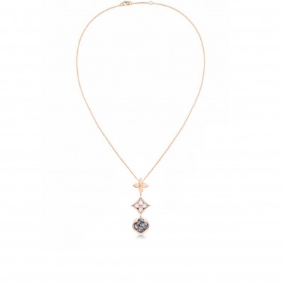 LOUIS VUITTON COLOUR BLOSSOM LARIAT NECKLACE, PINK GOLD, WHITE MOTHER-OF PEARL, GREY MOTHER-OF-PEARL AND DIAMOND Q94263
